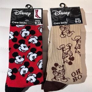 Disney Red and Tan Mickey Mouse Crew Socks